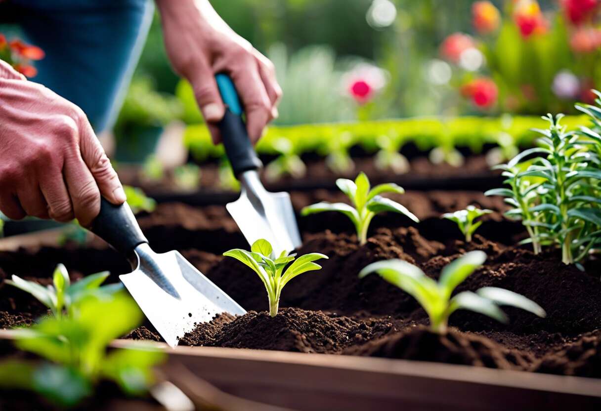Plantation réussie : truelles et transplantoirs de qualité professionnelle