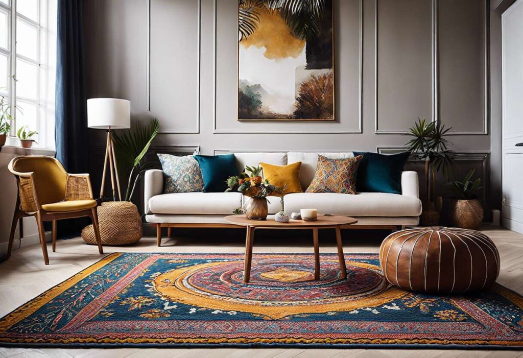 Tendance déco : marier les motifs de tapis et rideaux efficacement
