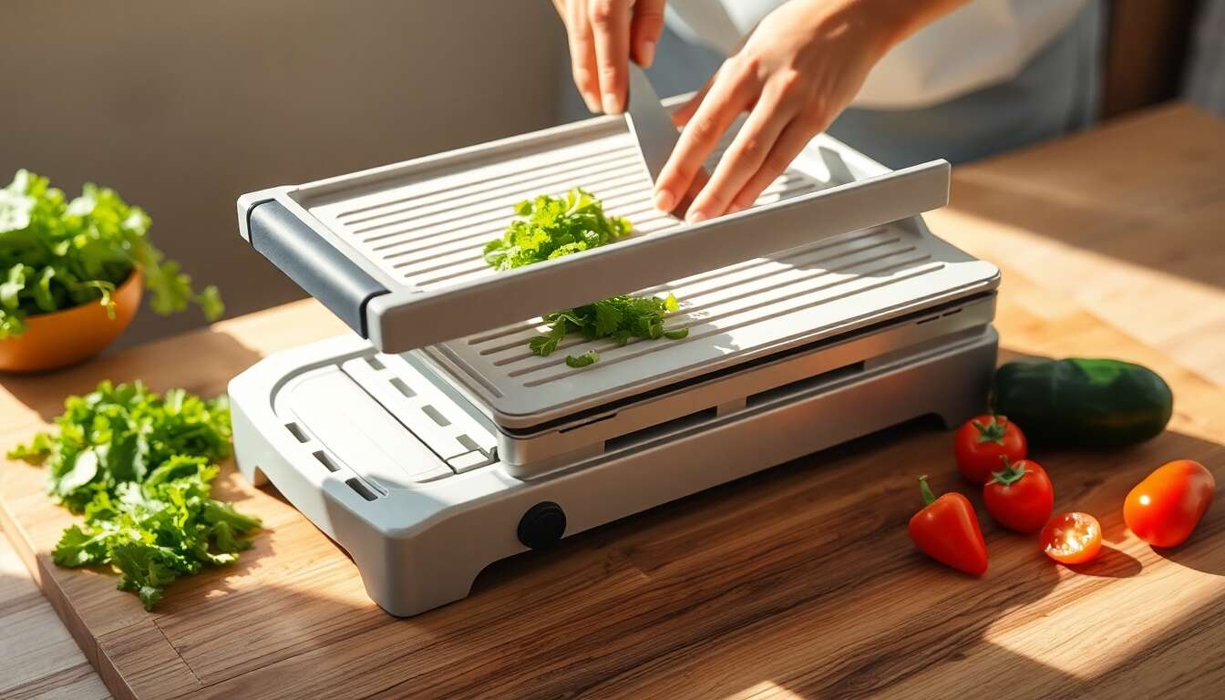 Mandoline ajustable professionnelle : coupez avec précision et rapidité