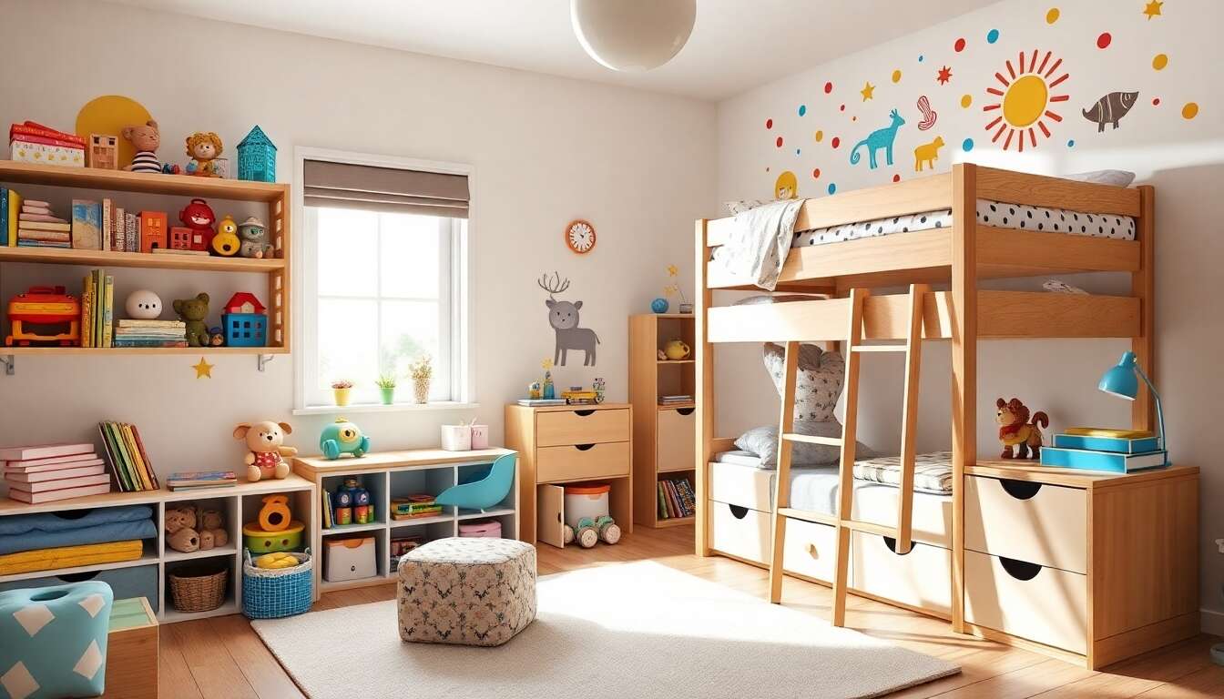 Rangement astucieux : solutions innovantes pour chambres d'enfants encombrées