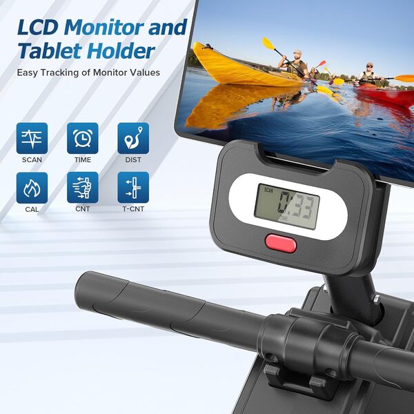 Rameur Pliable Appartement pour Usage Domestique Freinage Magnétique 16 Niveaux de Résistance Rameur d'appartement Capacité Maximale 120KG