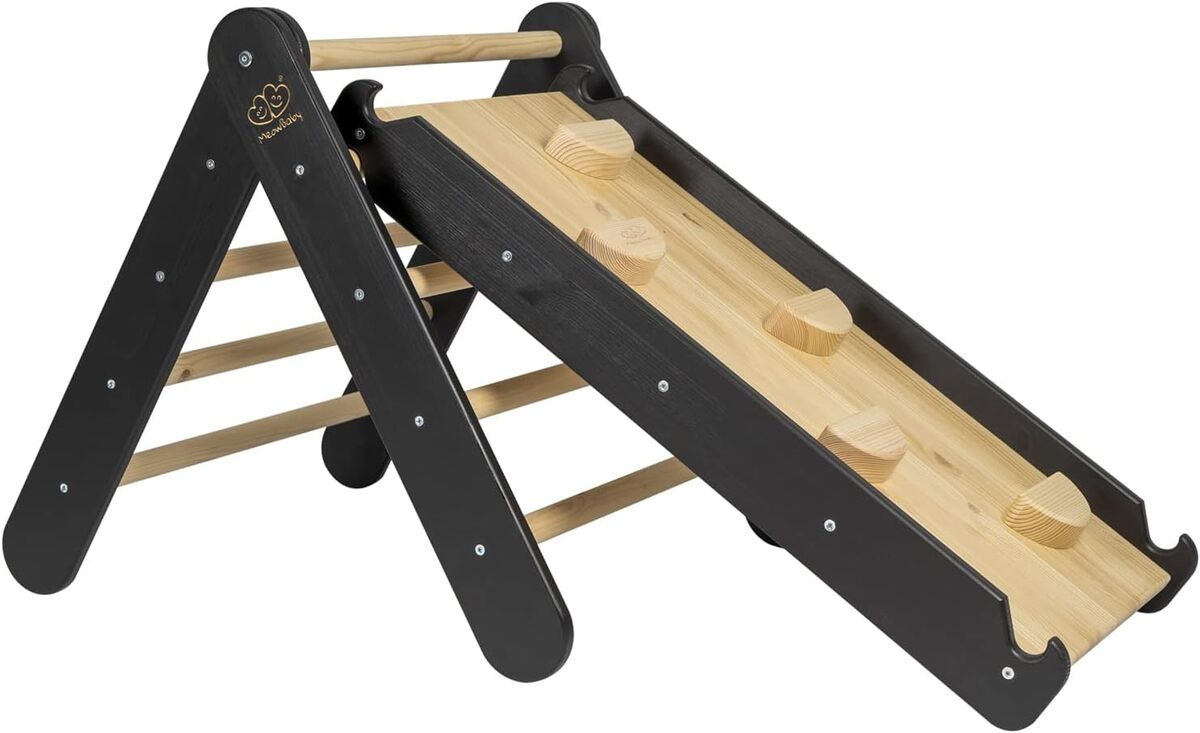 Test du triangle d'escalade Meowbaby Pikler en bois blanc
