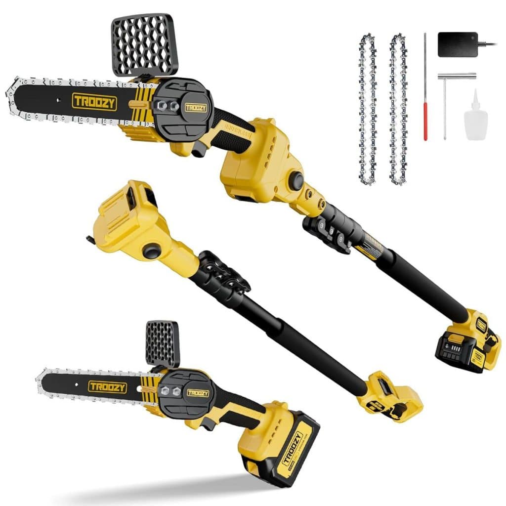 Test tronçonneuse sur perche Troozy, l'élagueuse brushless télescopique électrique