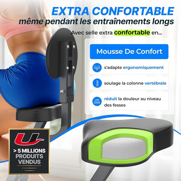 Ultrasport F-Bike Vélo d’Appartement Pliable I Vélos d'Appartement Extra Silencieux jusqu'à 130 kg avec Selle Confort, Velo d Appartement Pliable