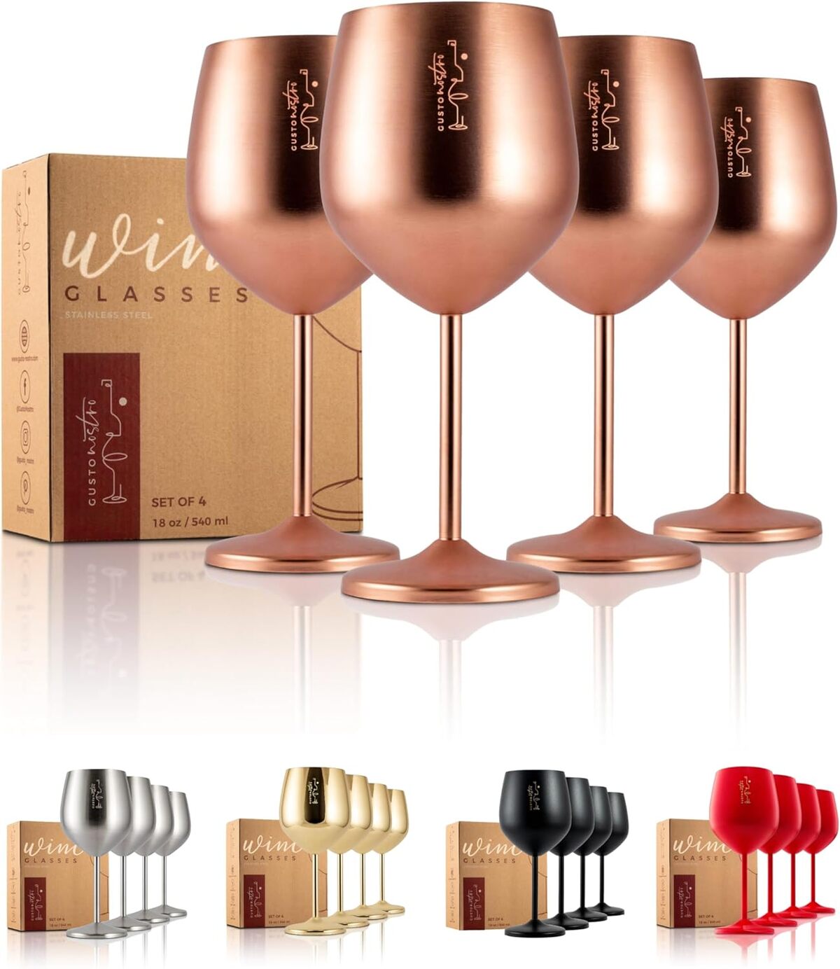 Avis : verres à vin incassables Gusto Nostro en or rose