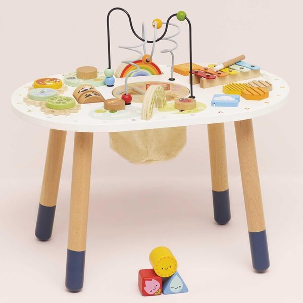 Le Toy Van - PL137 - Multiaktivitätstisch für Kinder, geeignet ab 18 Monaten, Montessori-Multispieltisch, ökologisches Spiel, Sinnesspiele, 12 Aktivitäten, aus FSC-zertifiziertem Holz, Petilou