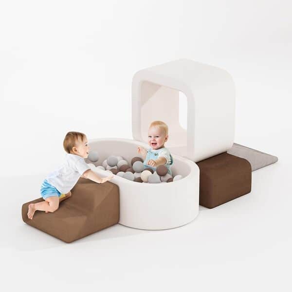 BanaSuper Blocs Mousse Éducatifs Modulables | Jeu de Motricité Intérieure pour Enfants Certifiée EN71 | Blocs à Grimper en Mousse avec Piscine à Balles (Pas de Ballon) | Bassin à Balles en Moussepour