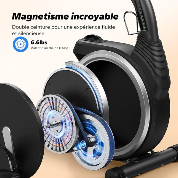 MERACH Vélo d'Appartement, Vélo Couché Magnétique à 8 Niveaux de Résistance Réglables, Vélo de Fitness Léger de Type Commercial pour Maison, Exclusive à l'App, Écran LCD, Capteurs Cardiaque