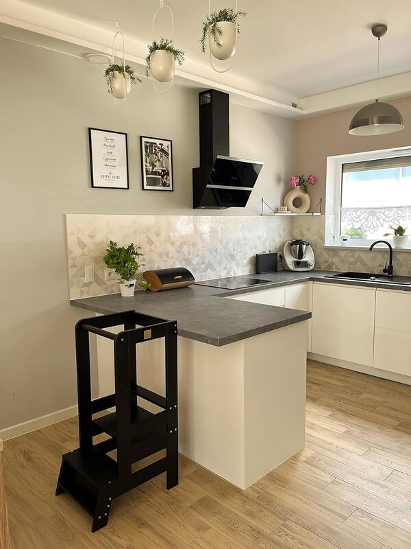 MEOWBABY Tour d'Observation Enfant Montessori – Tour d’Apprentissage pour Bébé – Tour d Observation en Bois pour Cuisine, Naturel