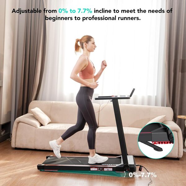 CITYSPORTS Tapis de Course,Tapis Roulant Pliable 12 km/h,avec Affichage LED,APP et 360° Tablet Holder,Walking Pad Compact pour la Maison et Le Bureau (Black & Red)