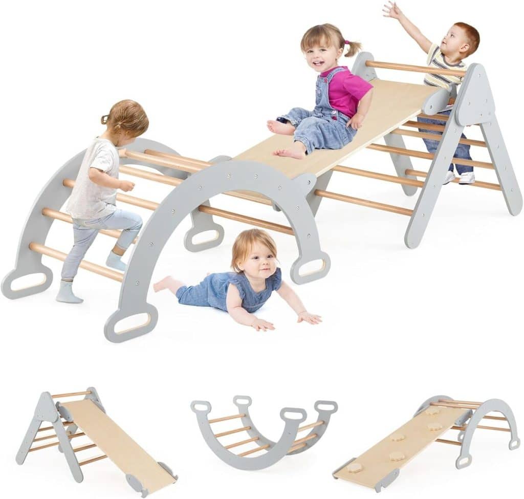 Test du triangle d'escalade bébé Dreamade Montessori : échelle en bois pour enfants