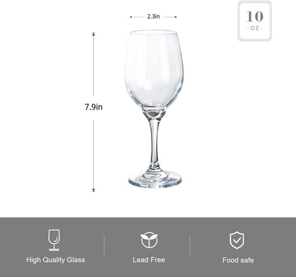 SUNNOW Vastto Lot de 12 verres à vin classiques en cristal pour dîner à la maison, bar et fête 300 ml