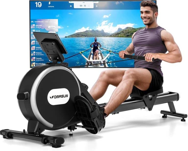 Rameur DMASUN Version 2026 – 16 Niveaux Magnétiques, Silencieux, Double Rail, 160 Kg, Compatible App, Pliable, 162 Cm