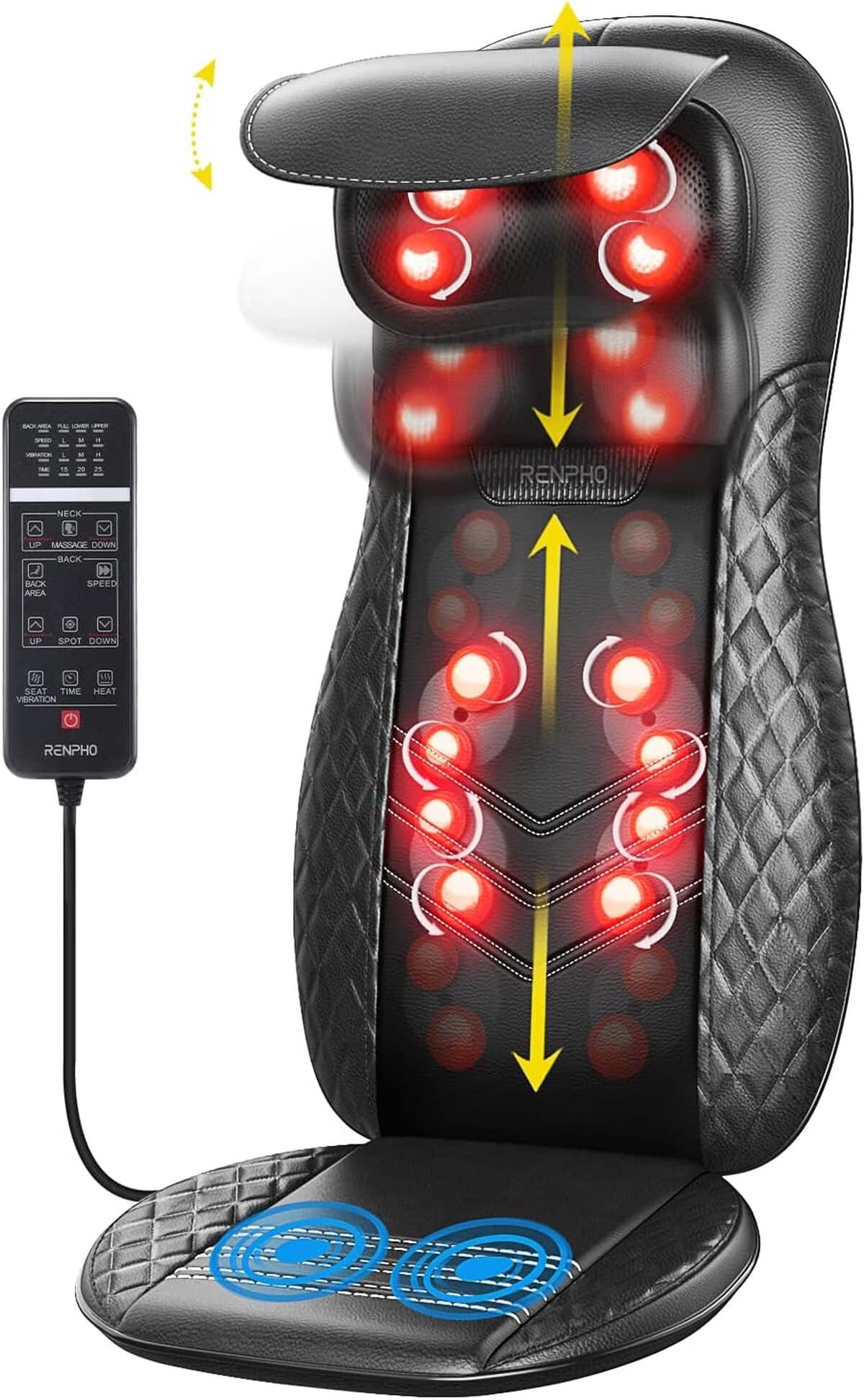 Test du siège massant Renpho Shiatsu avec chauffage pour dos et cou