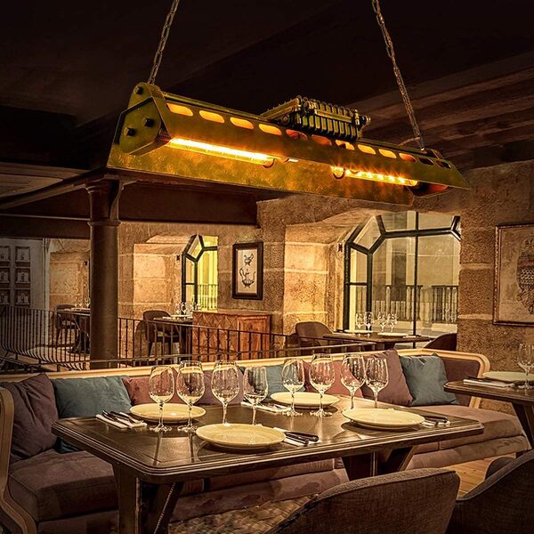 Lustre Industriel Suspension Luminaire Rétro Ancien Plafonnier Vintage Lampe Cage Éclairage de Abat-jour en Métal pour Restaurant Salon Chambre Cuisine Bar 95cm