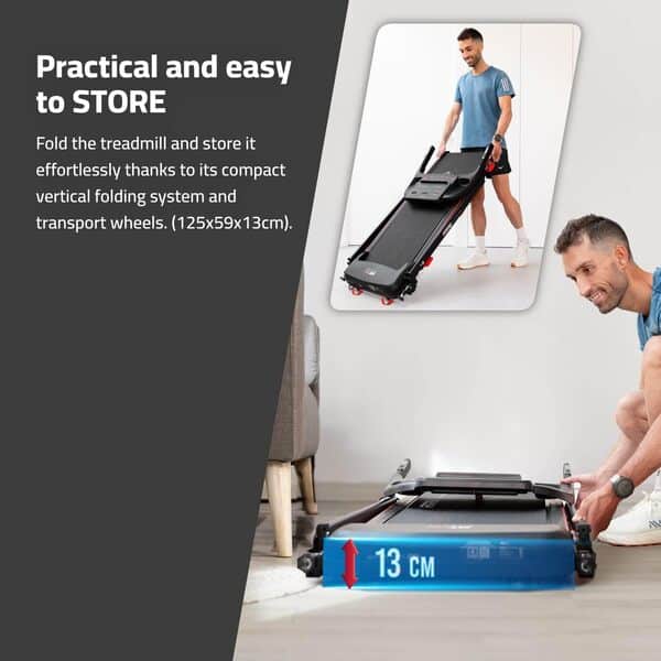 FITFIU Fitness MC-90 - Tapis de Course Pliable, 2 Niveaux d'inclinaison, écran LCD Multifonctions, connectivité App (Zwift, Fitime, Kinomapp), Tapis de Course pour la Maison et Le Bureau