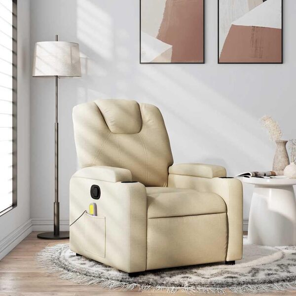 vidaXL Fauteuil inclinable de Massage en Tissu crème