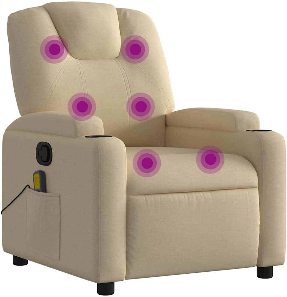 Avis : fauteuil inclinable de massage vidaXL en tissu crème