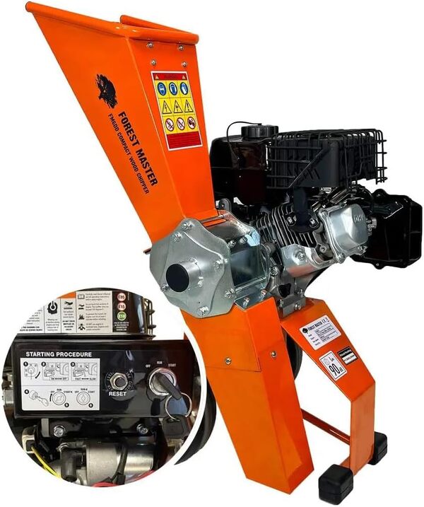 Forest Master FM6DDES-MUL Déchiqueteuse et broyeur de jardin à essence 6 HP avec démarrage électrique – Broyeur auto-alimentation – Branches jusqu'à 50 mm – Idéal pour tous les déchets de jardin verts