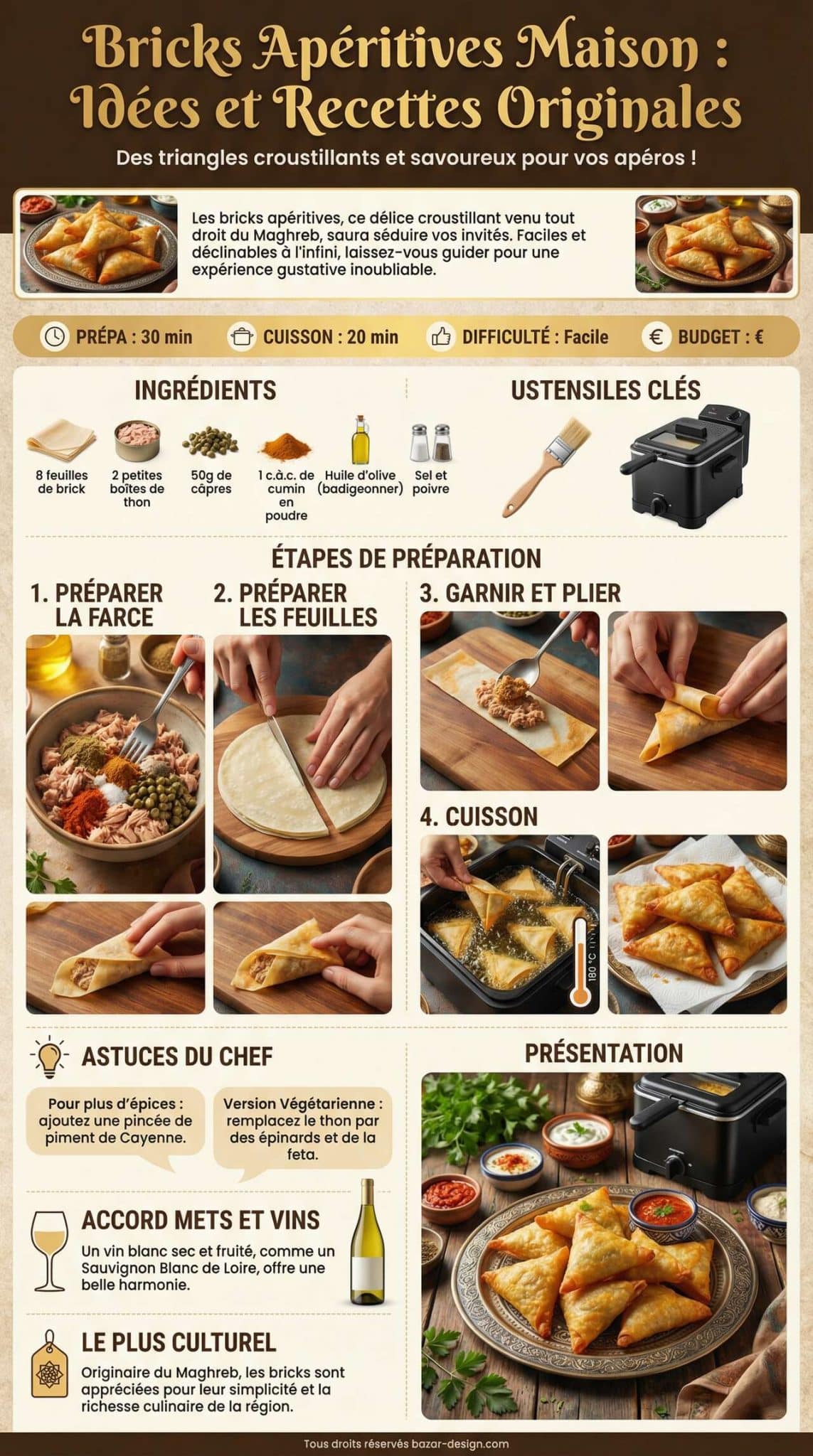Fiche recette Bricks ap&eacute;ritives maison : id&eacute;es et recettes originales