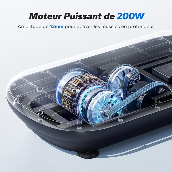 MERACH Plateforme Vibrante Puissante pour L'entraînement et la Mise en Forme, Amplitude de 13 mm, Capacité de Poids de 200 kg, Pédale en Silicone, Haut-Parleur Bluetooth Intégré