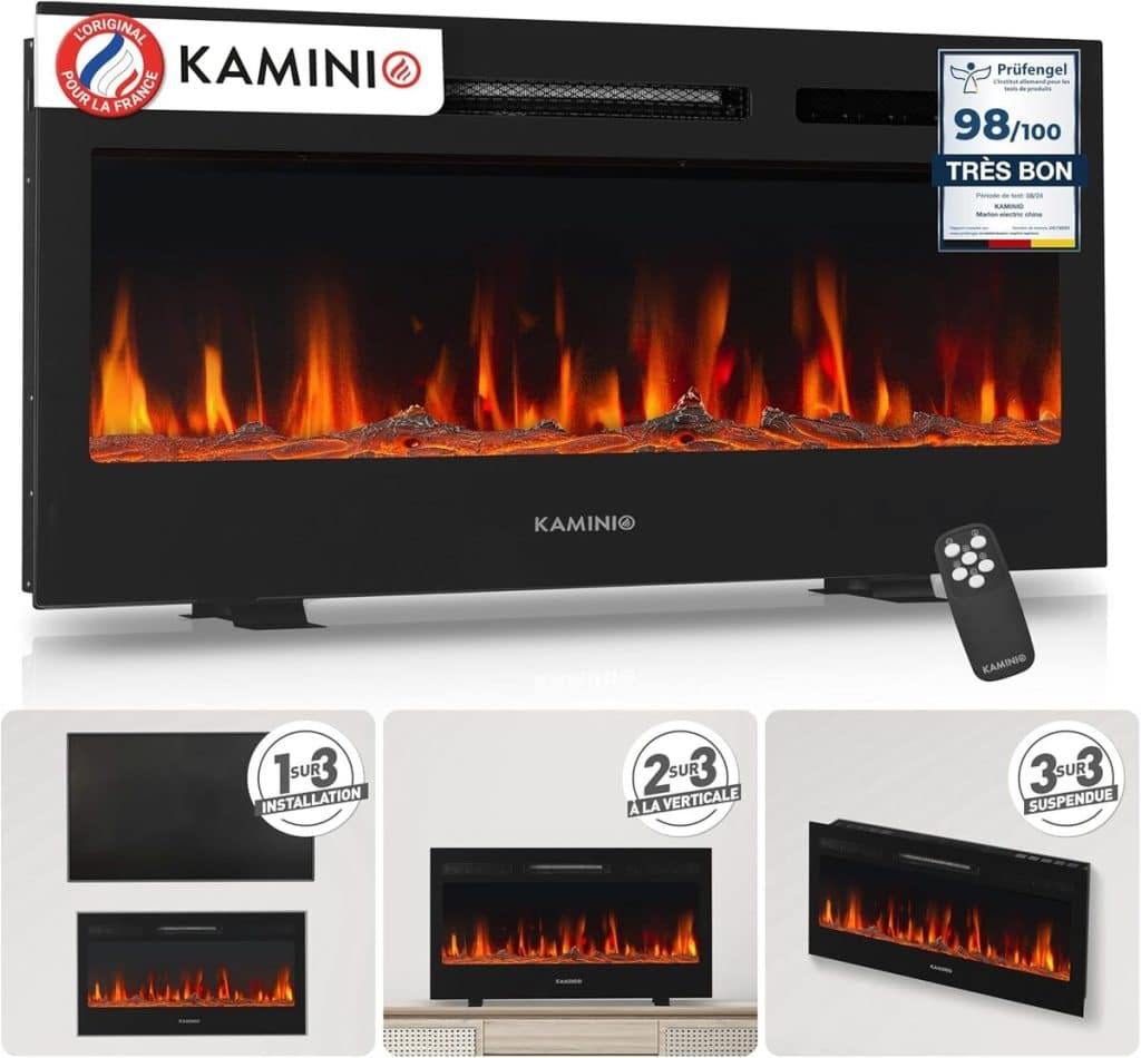 Test cheminée électrique Kaminio Marlon : flamme 3D et 12 couleurs