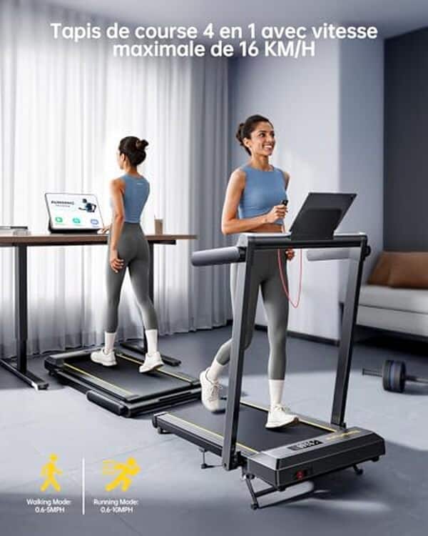 Un tapis de course pliable 2.5 HP avec pente à 12% et double écran LED : l'équipement parfait pour s'entraîner à domicile et suivre vos performances en temps réel.
