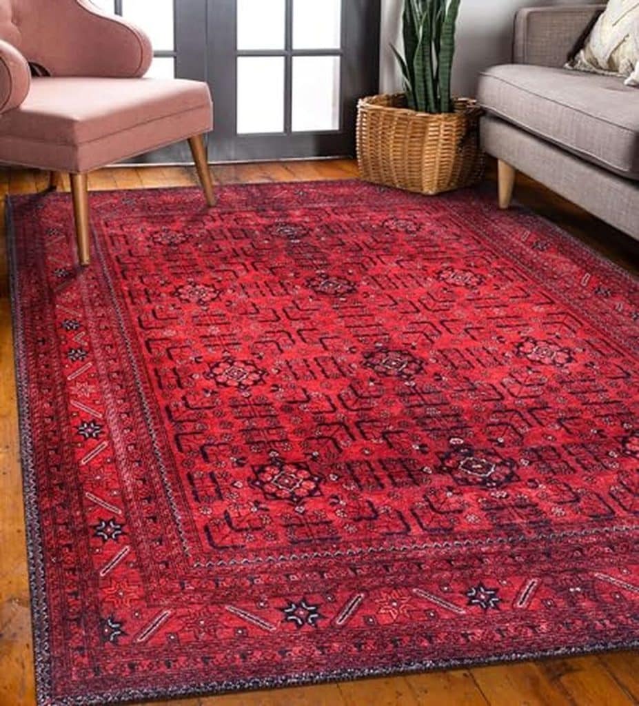Avis : tapis lavable DAPHNE HOME DECOR rouge vintage