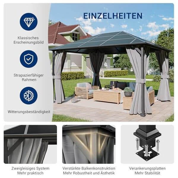 Découvrez notre test détaillé de la tonnelle de jardin UDPATIO 3x4m. Imperméable et dotée d'un toit UV, elle est idéale pour vos espaces extérieurs. Rideaux inclus pour une protection optimale.