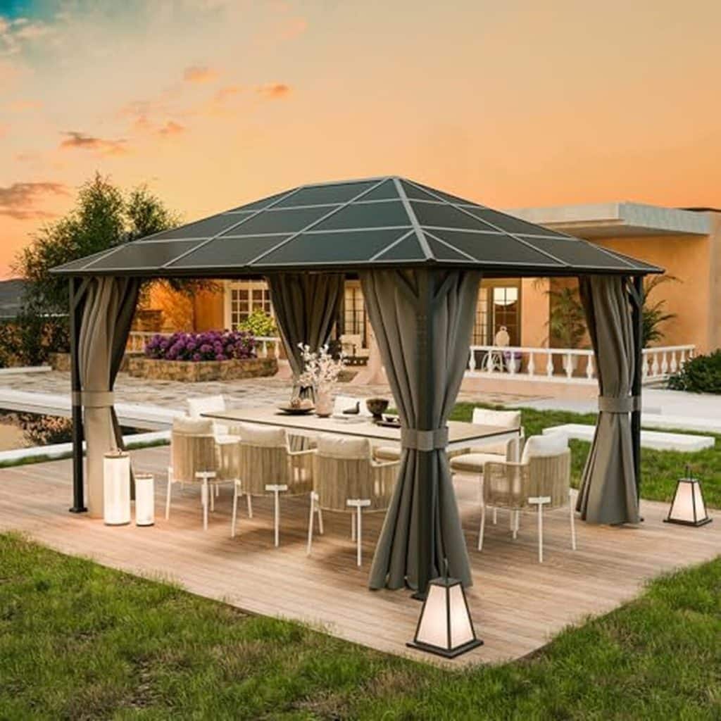 Test de la tonnelle de jardin UDPATIO 3x4m imperméable avec toit UV et rideaux
