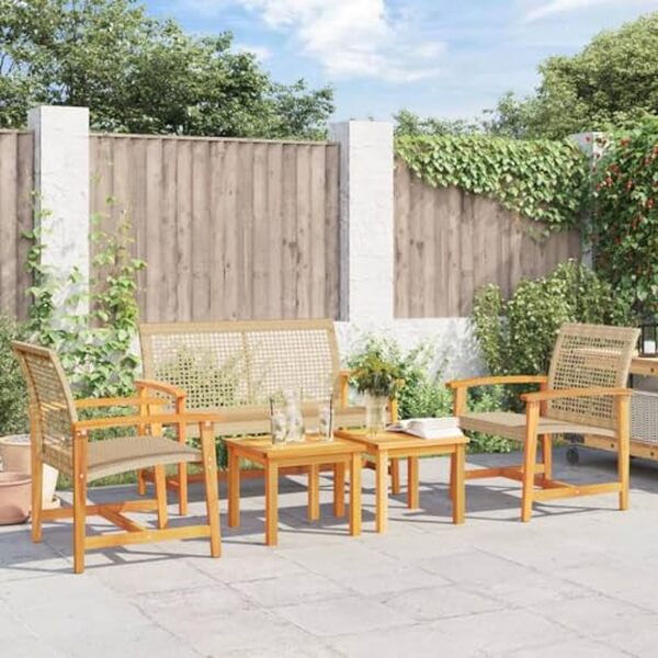 Plongez dans le confort du salon de jardin vidaXL 5 pcs conçu en résine tressée et bois. Un choix parfait pour allier style et détente dans votre extérieur.