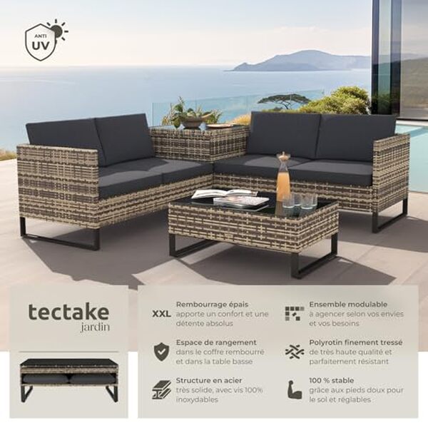 Découvrez notre test détaillé du salon de jardin modulable tectake® en poly rotin : qualité, confort et design pour vos espaces extérieurs. 
