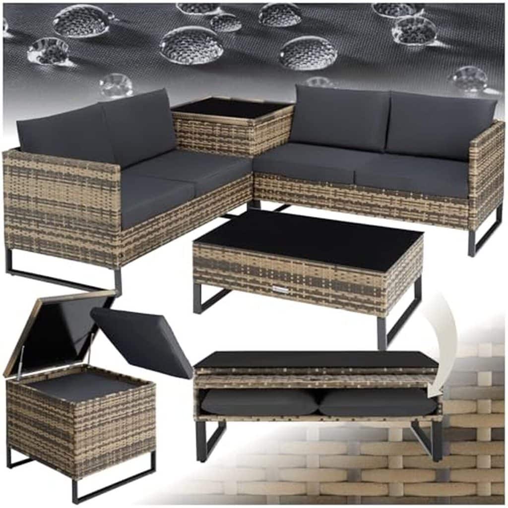 Test de l'ensemble salon de jardin modulable tectake® en poly rotin