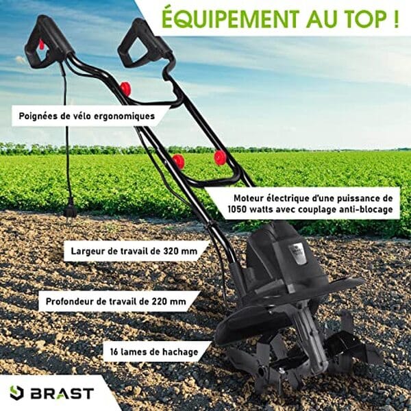 Découvrez notre test complet de la motobineuse électrique bRAST 1050W : performance, polyvalence et efficacité pour vos travaux de jardinage.