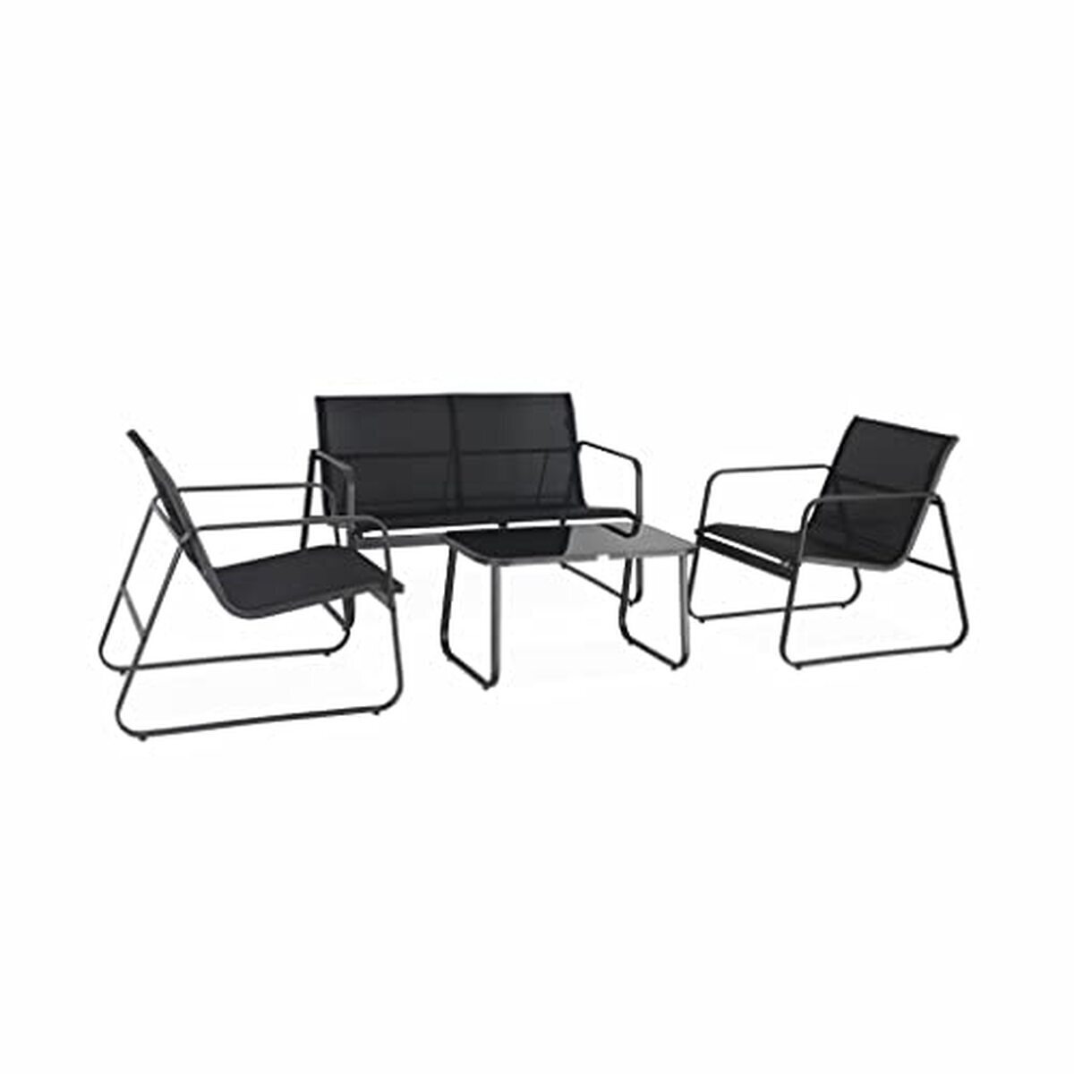 Avis : salon de jardin en métal et textilène design pour 4 personnes, noir