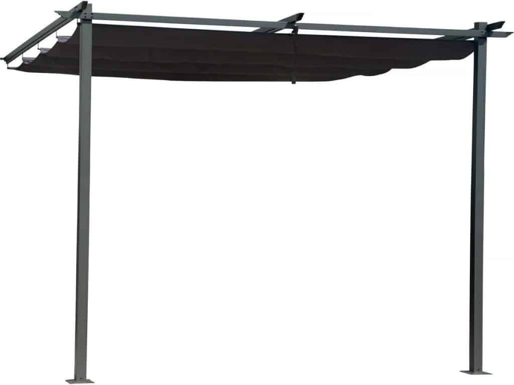Test de la pergola adossée avec toit rétractable 3x3 m - gris anthracite
