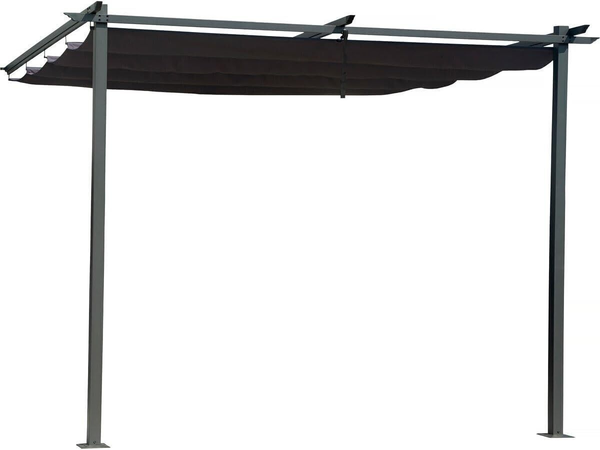 Test de la pergola adossée avec toit rétractable 3x3 m - gris anthracite