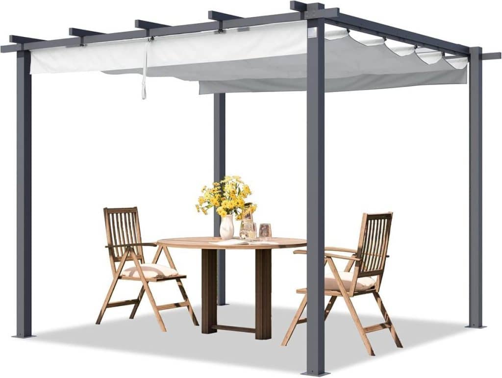 Test de la pergola PRIMEYARD 3x3 m avec toit rétractable en acier