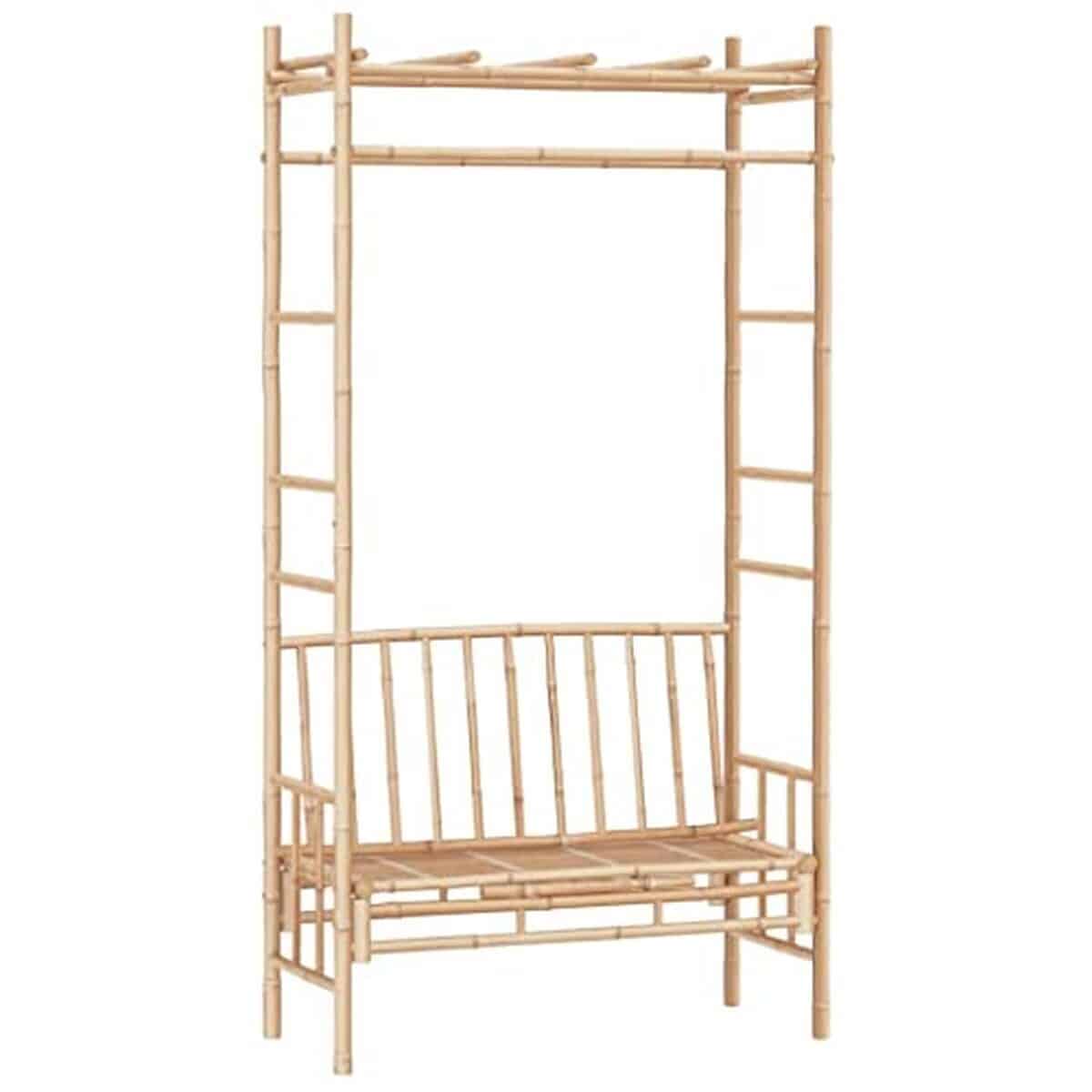 Test du banc de jardin avec pergola en bambou 116 cm