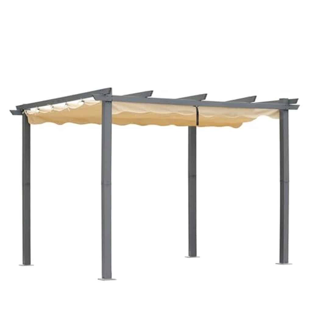 Test : pergola Angel Living en aluminium, toit rétractable et tissu imperméable