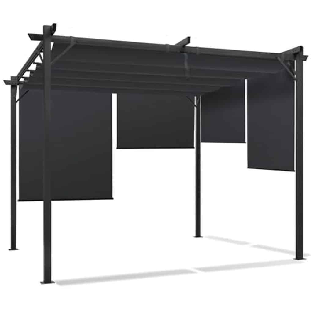 Test pergola IDMarket : toit rétractable et stores intégrés 3x3 M