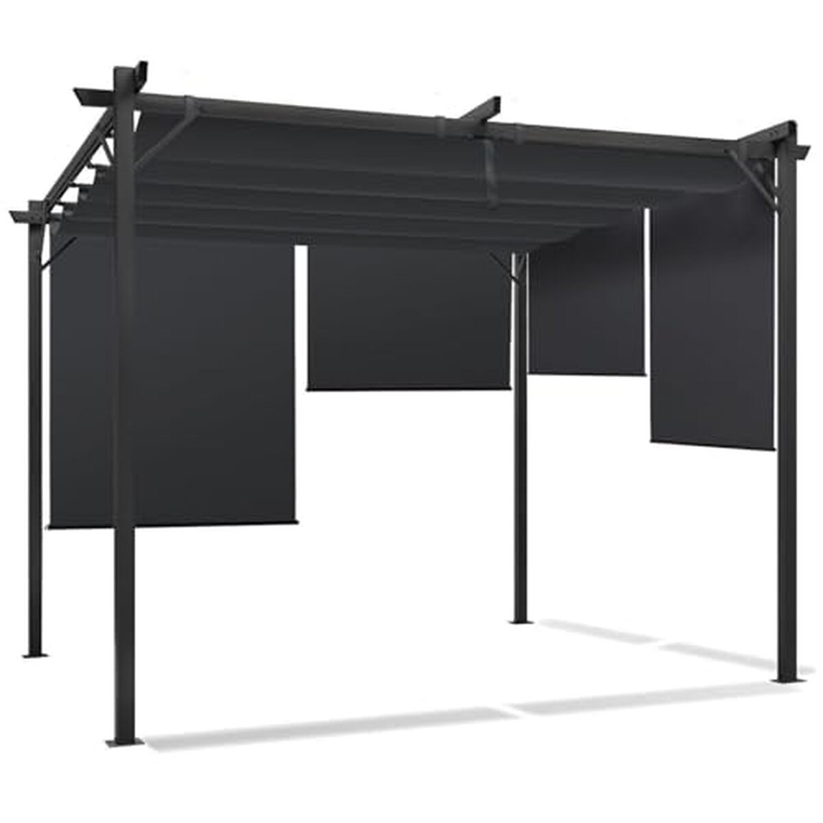 Test pergola IDMarket : toit rétractable et stores intégrés 3x3 M