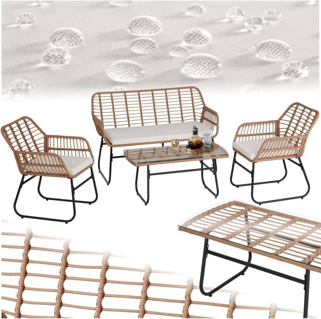 Test : salon de jardin TecTake en poly rotin, ensemble canapé et fauteuils
