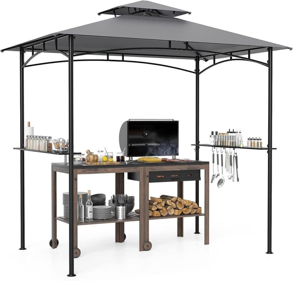Test : tonnelle barbecue Homasis avec double toit et tables