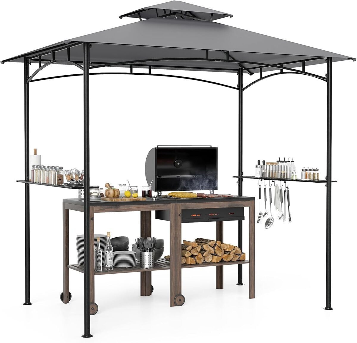 Test : tonnelle barbecue Homasis avec double toit et tables