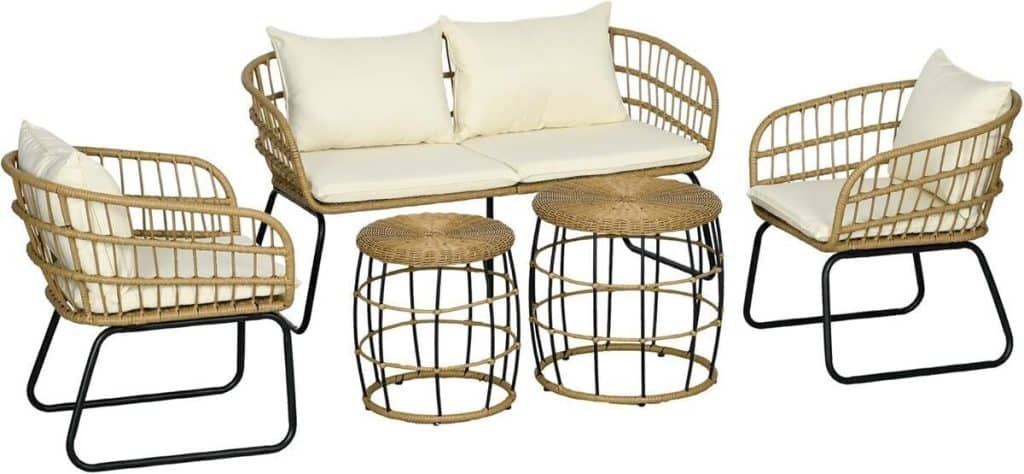 Test : ensemble salon de jardin Outsunny 4 places en résine tressée