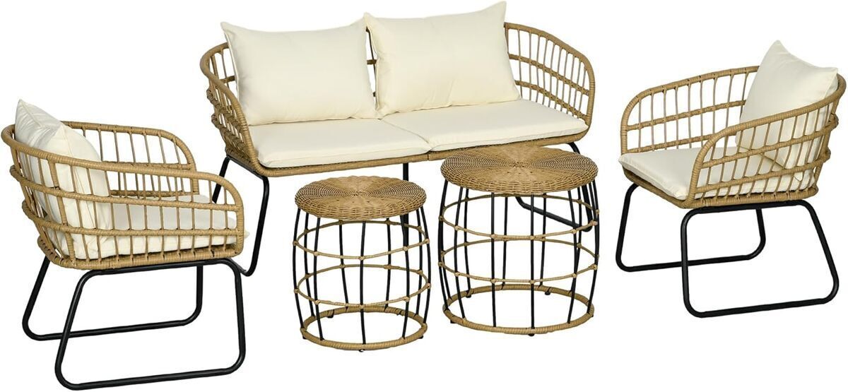 Test : ensemble salon de jardin Outsunny 4 places en résine tressée